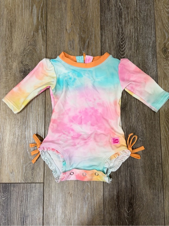 Ruffle Butts Other - Ruffle Butts Pink & Orange Tie-Dye Baby Long Sleeve One-Piece Swim Suit